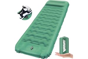 SUNDOM Materassino Campeggio Autogonfiabile, Materassino da Campeggio Spesso 12 cm con Pompa a Pedale e Cuscino Materassino Trekking Ultraleggero Impermeabile per Escursionismo, Viaggio, Zaino in Spalla