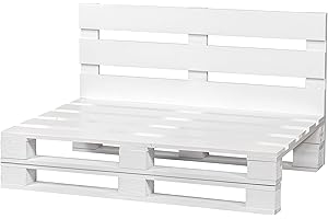 PALETS TALAVERA SL Canapé en palettes poncées et brossées – intérieur/extérieur - pour patio - 120 x 60 cm, blanc