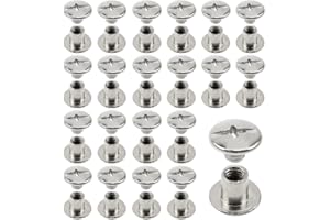 LbsAMP 50 Sets Chicago Screws 5 x 6mm Cross Head Book Binding Screws Flat Belt Screw Rivets Belt Screw Studs for DIY Leather Decoration Bookbinding Scrapbook Photo Albums Binding