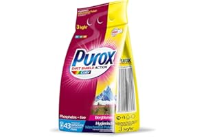 CLOVIN PUROX PUROX COLOR Lessive en Poudre (43 Lavages) pour textiles colorés, sac de 3 kg