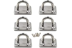 Flomore M5 Patère de Fixation au Plafond Crochet de Fixation Murale en Acier Inoxydable 304 pour balançoire de Yoga, quincaillerie pour Bateau Paquet de 6 (vis incluses)