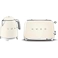 Smeg 50’s Style Retro Range Breakfast Set, 0.8L 1400W Mini Kettle and Multi-Functional Control 2-Slice 950W Toaster, Cream, KLF05CRUK/ TSF01CRUK