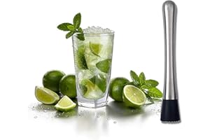TRABAG Professioneller Cocktail Stössel -Edelstahl Ice Crusher, Mixer-Stößel Cocktailstößel Zubehör, zum Debuggen Köstlicher Cocktails,Getränke und Säfte (20 cm)