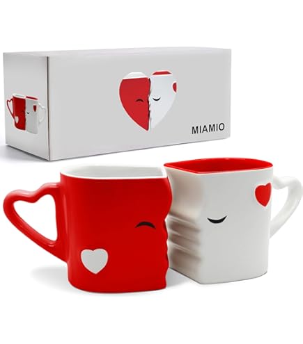 MIAMIO - Koffiemok Set van 4 x 300 ml/Inspirerende Koffiekoppen met Citaten/ Cadeaus voor Vrouw, Man, Vrouwen, Mannen, Familie, Vrienden/Magnetron- en Vaatwasserbestendig (Liefde