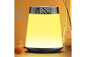 Te-Rich Bluetooth Lautsprecher mit Licht Wecker Soundmaschine mit 30 beruhigenden Sounds & Schlaftimer, Touch Dimmbar Lampe und Nachtlicht Frauen Männer Mädchen Junge Kinder Teens