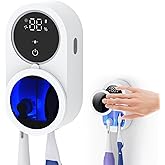 Porte Brosse à Dents Mural avec Désinfectante UV-C et UV-A, LifeBasis Support Brosse a Dent avec Stérilisateur, Séchage Autom