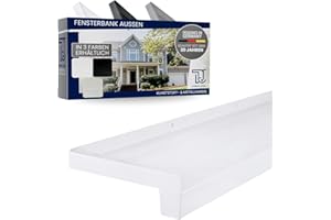 METALL- & KUNSTSTOFFHANDEL THOMAS JÄKEL TJ Fensterbank Außen I 50 mm x 900 mm I Weiß RAL 9016 I hochwertiges Aluminium Fensterbrett mit Seitenabschluss I pflegeleichter & langlebiger Alu Fenstersims I pulverbeschichtete Außenfensterbank