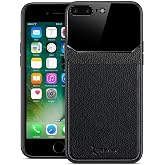 Zebana Apple iPhone 8 Plus ile Uyumlu Kılıf Zebana Lens Deri Kılıf Siyah