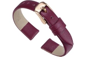 QUARKZMAN Genuino Cuero Correa, Liso Plano Cuero Reloj Correa para Hombre y Mujer