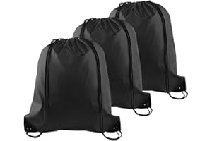 YSUY 3-Pack Black Drawstring Gym Bags, Bags Sports Cinch Sack String Bag, Bulk Swimming String Bags, Draw String Backpack Suitable for Sports, Gym, Travel, Swimming, Beach