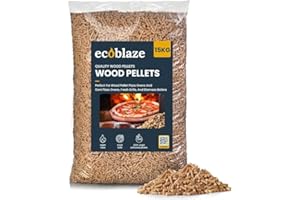 15KG Ecoblaze Premium Wood Pellets for Pizza Oven, Ooni, Ninja, BBQ Grill, Smokeless Fire Pit, Woodfire Pellet Smoker & Stove,100% Sustainable Biomass Fuel, Clean Burning, High Heat, Efficient Cooking