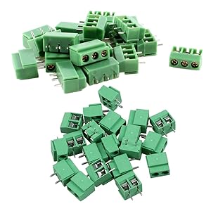 Moligh doll 20 Pcs 3 Pin & 20Pcs 2 Pole 5Mm Pitch PCB Mount Screw Terminal Block Ac 250V 8A