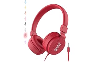 ONTA® Faltbarer Kopfhörer für Kinder, verstellbar, leicht, für Telefone/iPhone/Tablets/iPad/PC/MP3/MP4 (rot)