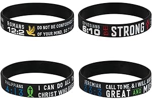 kilofly 4pcs Christian Religious Scripture Bible Verse Rubber Bracelet Wristband
