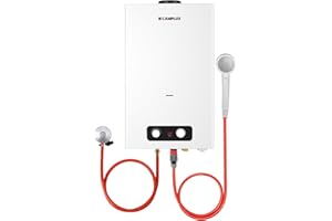 Gas Water Heater 16 litres, CAMPLUX BD422 Instant Outdoor Water Heater, Propane & Butane Gas Shower for Camping/Outdoor/Garden Use, 32kW