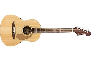 Fender Sonoran Mini Guitarra Acústica, Tapa de Abeto o Caoba, Escala de 24.1 Pulgadas, Cabeza Strat, Refuerzos Acanalados, Funda Incluida, Natural