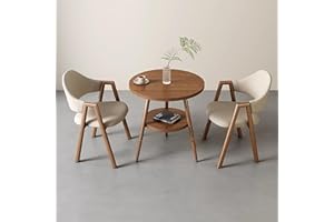 FAXJRU Runder Esstisch mit 2 Stühlen Essgruppen, 2er Set Esszimmerstühle mit küchentisch Esszimmergruppe, Tischgruppe Sitzgruppe für Balkon, Küche, Wohnzimmer,Kunstleder/Tuch Stuhl, Khaki,