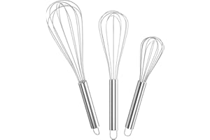 Newaner Schneebesen Set Edelstahl，Rührbesen 3 Stück Enthält 21cm, 26cm, 29cm für Mischen, Rühren Von Teig, Eiern, Aufschäumen, Schlagen , Hohe Qualität Whisk für Wohnküche, Esszimmer，Silber