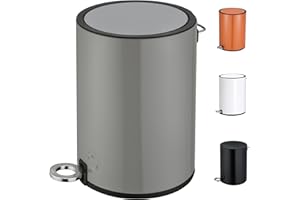 FurnitureXtra™ Modern Style Powder Coated Soft Close Pedal Bin, Plastic Inner bucket, ABS lid (Grey 3L)