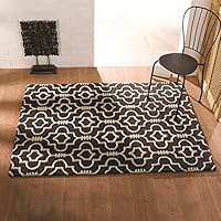 Flair Rugs Moorish Marruecos 100% Lana Tallado a Mano Alfombra, Color Gris, Lana, Negro, 120 x 170 cm