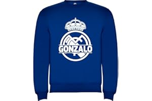 Sudaderas con Cuello Redondo Niño, Sudadera Clásica personalizable, Sudadera madrid, sudadera equipo de futbol y nombre. Regalos cumpleaños. Regalos personalizables (11/12, Azul Royal)