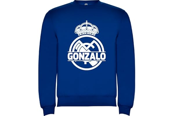 Sudaderas con Cuello Redondo Niño, Sudadera Clásica personalizable, Sudadera madrid, sudadera equipo de futbol y nombre. Regalos cumpleaños. Regalos personalizables (11/12, Azul Royal)
