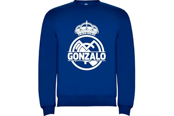 Sudaderas con Cuello Redondo Niño, Sudadera Clásica personalizable, Sudadera madrid, sudadera equipo de futbol y nombre. Regalos cumpleaños. Regalos personalizables (3-4, Azul Royal)