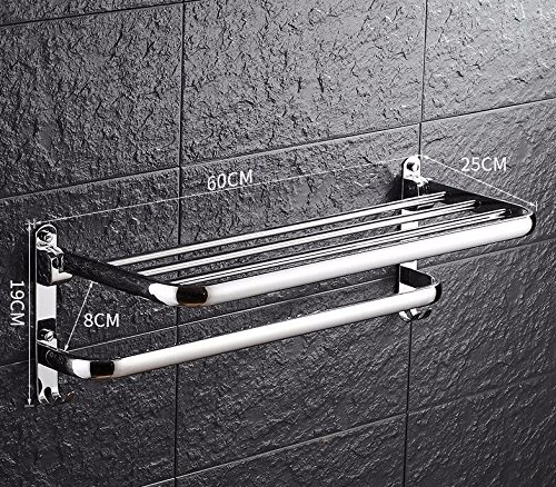 Preisvergleich Produktbild Towel Rack USDFJN USDFJN Handtuchhalter Badetuchstange Schrank Wandmontierte Badezimmer Duschablage Lagerung Veranstalter 0617 Edelstahl klappbar mit Single Handtuchhalter 60 cm