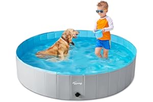 Toozey Piscina para Perros Grandes y Pequeños, 80cm / 120cm / 160cm Piscinas para Perros Plegable, Antideslizante, Piscina para Perros 100% Seguro y No Tóxico​