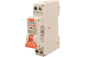 A2ZWORLD Interruttore Magnetotermico Differenziale, RCBO 1P+N C6 6A, Tipo AC Curva C 30mA 6000A, Salvavita Slim Da 1 Modulo DIN, 2 Poli 220V
