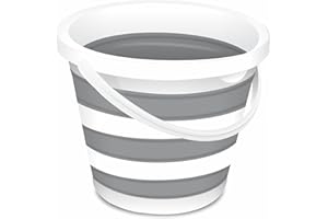 ACUNA Collapsible Bucket 10L | Large Foldable Bucket, Silicon Round Tub - Portable Water Pail For Fishing, Camping, Laundry, Gardening, Beach - Space Saver Cleaning Bucket - 10 Litre (Grey)