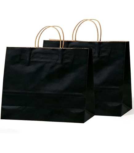 ECOHOLA Schwarze Gingham-Geschenktüten, 16 Stück Kraftpapiertüten