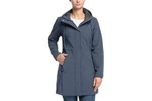 33,000ft Chaqueta Softshell Larga Impermeable Ligera para Mujer, Chaqueta de Lluvia con Capucha, Chaqueta Funcional Cortaviento, Actividades al Aire Libre Senderismo