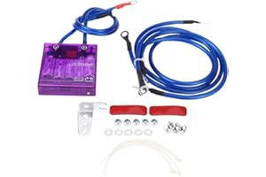 KEENSO Kit de estabilizador de voltaje eléctrico universal de 12 V, ahorro de combustible, regulador de voltaje de vehículo con cables de tierra y kit de hardware de montaje para coche camión (morado)