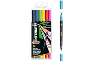 ‎BIC BIC Intensity Filzstifte Set, Dual Tip Brush Pen zum Malen in 6 verschiedenen Farben, mit dicker und dünner Spitze