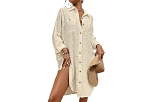 Bsubseach Frauen Badeanzug Coverup Shirt Kleid Button Down Badeanzug Cover Up Beachwear