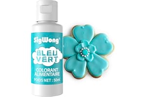 SIGWONG Colorant Alimentaire Liquide, 50ml Concentré Colorant Peinture Alimentaire Pour Gâteau, Cuisson, Décoration, Glaçage - Colorants Alimentaires Pour Biscuits - Bleu Vert