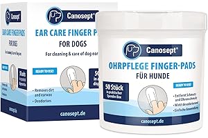 Canosept Toallitas Limpiador Oidos Perros 50 Piezas - Limpiador oidos perros - Cajas De Dedos Para Una Limpieza Práctica E Intuitiva - Cuidado E Higiene De Las Orejas De Los Perros