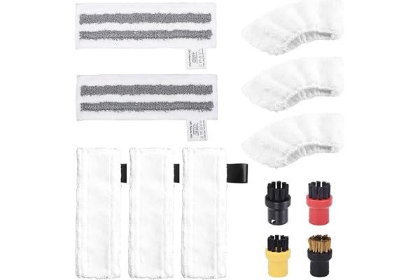 12 stycken tillbehör för Kärcher ångrengörare Easyfix SC2 SC3 SC4 SC5, mikrofiberdukset och golvmunstycke, runda borstar, kompatibel med Kärcher ångrengörare, nytt paket