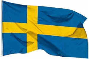 ELLENNE Sveriges flagga 60 x 90 - svensk, liten dubbelsydd | SVENSKA Flagga, Stockholm, båtliv, liten, väderbeständig, med mässingsöglor, dubbelsydd