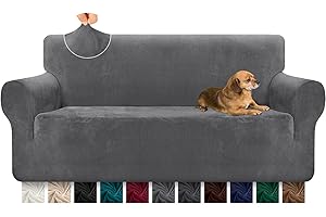 Granbest, copridivano in velluto super morbido, 3 posti, pezzo unico, elegante e lussuoso rivestimento con aste in gommapiuma, protezione spessa in spandex per mobili (3 posti, grigio chiaro)