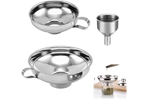 Griwuut 3 Pcs Food Grade Stainless Steel Canning Funnel,Wide opening funnel,for Kitchen Transferring Fluid, Powder, Wine, Cooking Oil, Beans and Jam