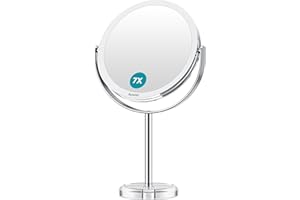 Auxmir Lusterko kosmetyczne, lusterko stołowe z 7-krotnym powiększeniem, dwustronne, obracane o 360°, do golenia, do salonu kosmetycznego, do sklepu z biżuterią