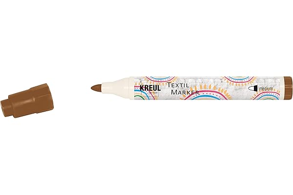 KREUL 90764 - Marqueur pour textiles moyen, brun, épaisseur de trait env. 2 à 4 mm, crayon pour tissus et textiles clairs, résistant au lavage après fixation