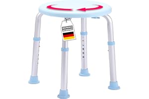 Floordirekt Duschpall Pedro – 360° vridbar duschstol som kan belastas upp till 150 kg, justerbar höjd med halkfria gummifötter för säkert grepp – badstol, duschhjälp, duschsits