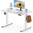 FLEXISPOT ONE PIECE Electric Standing Desk Height Adjustable Desk Sit Stand Desk with 4 Memory Smart Pannel and Backpack Hook for Home Office, 100 x 60cm White