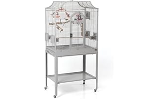 Montana Cages | Premium Vogelkäfig Madeira I Vogelkäfig für Sittiche, inkl. Anflugklappe, Freisitz, 4 Edelstahlnäpfe, AVILON Pulverbeschichtet, Platinum Edition, ca. 69 x 45 x 141cm