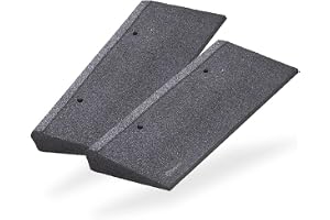 bepco Trottoarkantsramp-Set (2 st), LxlxH: 50 x 25 x 6 cm i gummi (svart) Uppkörningsramp, dörrtröskelramp, med inbyggda underlägg för fästning