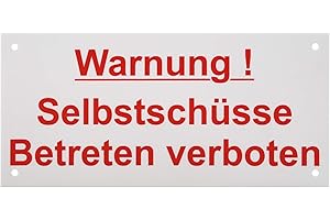 Agrarflora Warnschild 'Selbstschussgerät' - Weiß, Kunststoff, 250 x 150 mm, Wandmontage, Nützlich