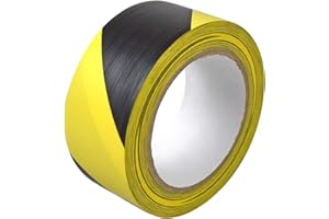 GP Globe Packaging Black & Yellow Hazard Warning Tape (48mm x 33m) - Safety & Social Distancing Barrier Duct Tape with Extra Strong Adhesive (1 Roll)